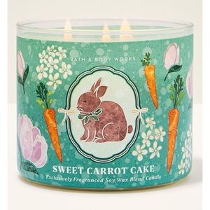 NWT Bath & Body Works Sweet Carrot Cake 3-Wick Candle - Teal & Orange